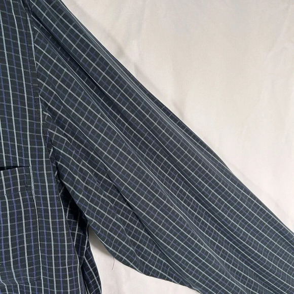 Bugatchi Uomo Dress Shirt men's Medium Black Plaid Button Up Long Sleeve - Picture 6 of 10